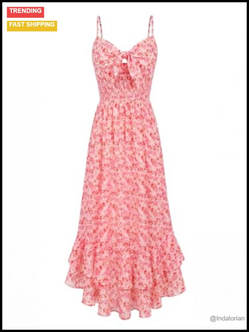 Floral Maxi Sundress Adjustable Spaghetti Strap Smocked Back Beach Vacation